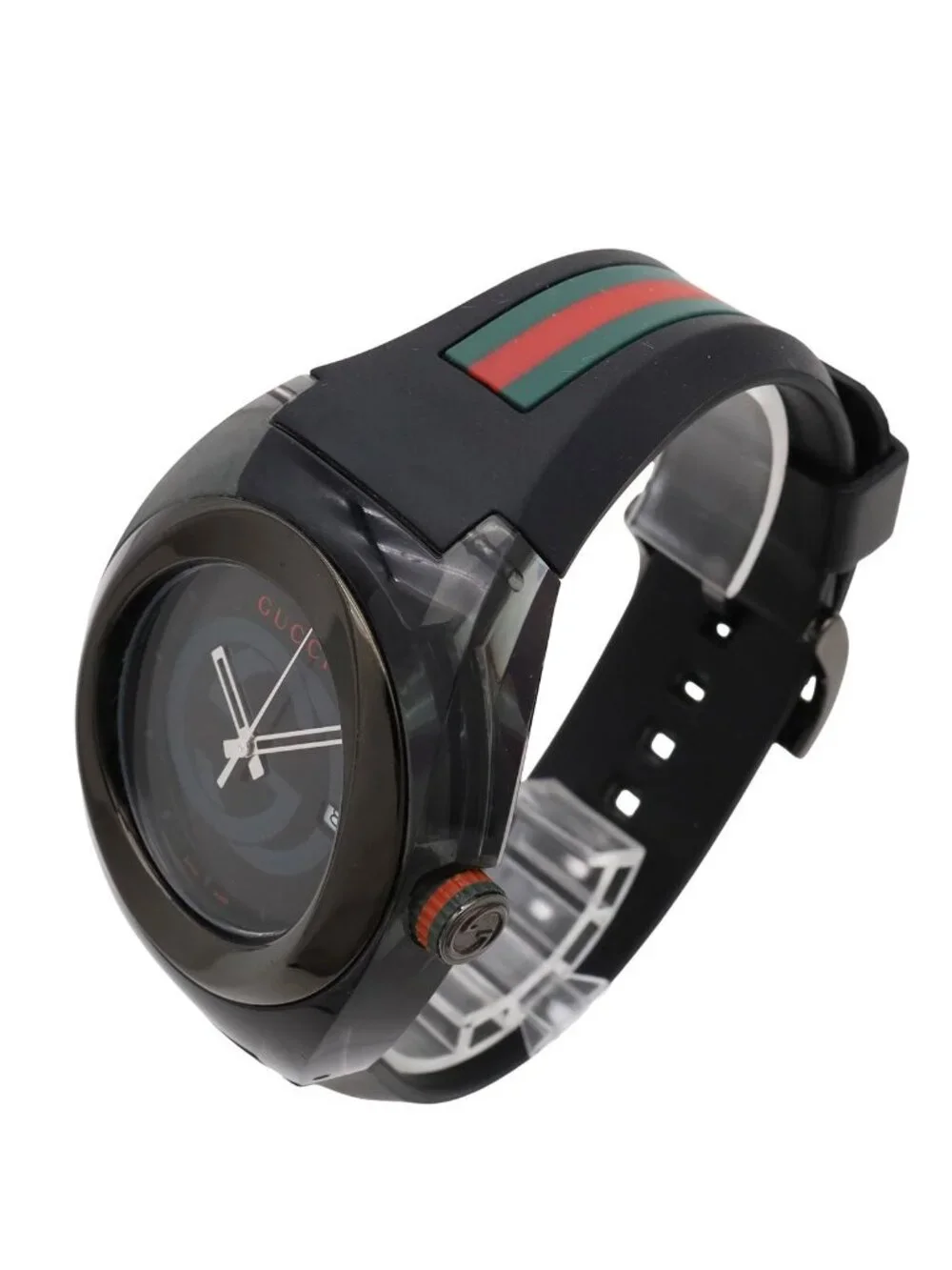 Gucci Sink Interlocking G Sherry Gray Dial SS Rubber Quartz Watch 137.1